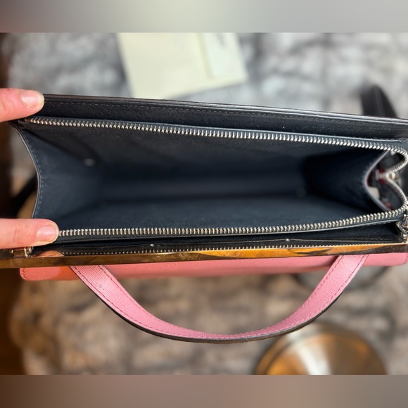 FENDI✨Demi Jour Top Handle Bag✨Pink Grey Red Leather✨Saffiano Satchel Crossbody - Picture 7 of 13